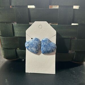 Blue and White Heart Earrings
